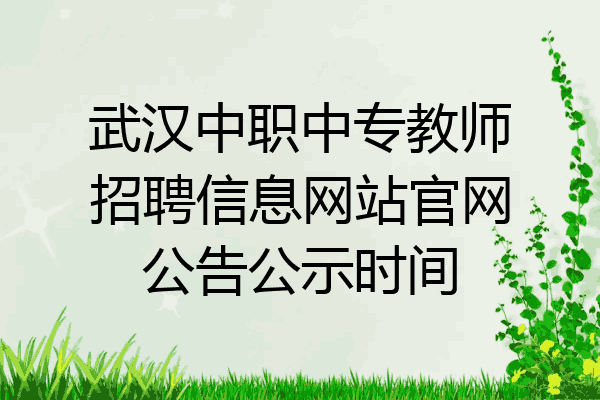 武汉中职中专教师招聘信息网站官网公告公示时间