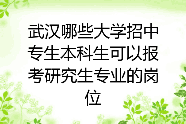 武汉哪些大学招中专生本科生可以报考研究生专业的岗位