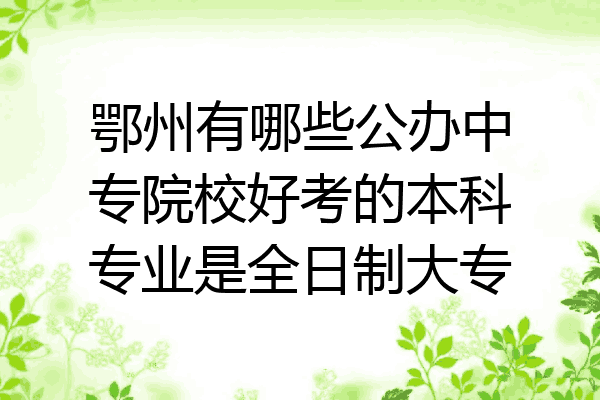 鄂州有哪些公办中专院校好考的本科专业是全日制大专