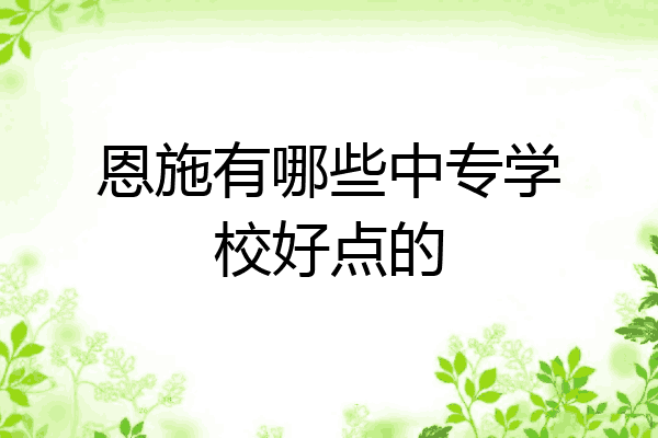 恩施有哪些中专学校好点的