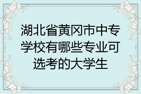 湖北省黄冈市中专学校有哪些专业可选考的大学生