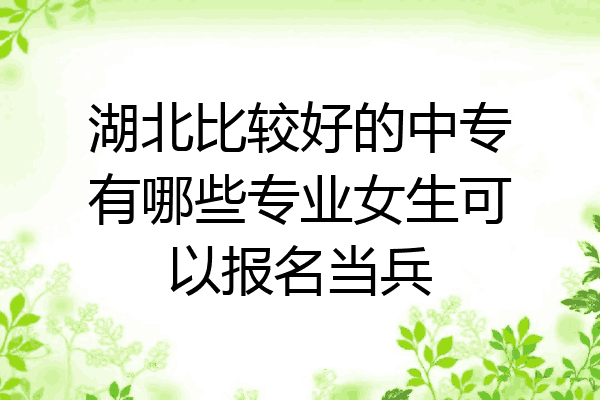 湖北比较好的中专有哪些专业女生可以报名当兵