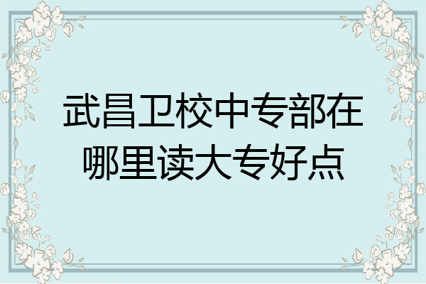 武昌卫校中专部在哪里读大专好点