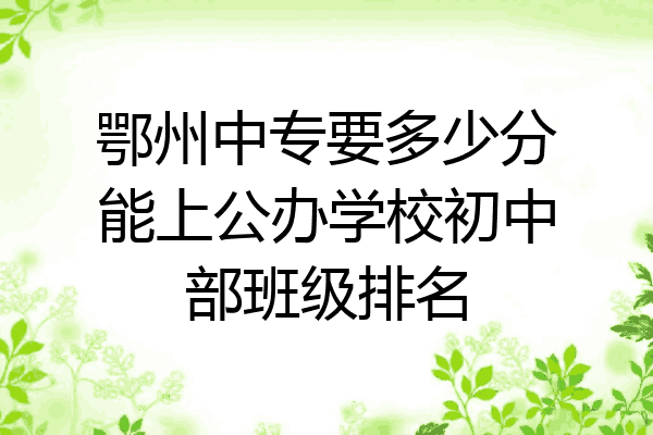 鄂州中专要多少分能上公办学校初中部班级排名