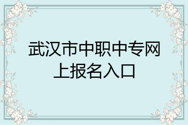 武汉市中职中专网上报名入口