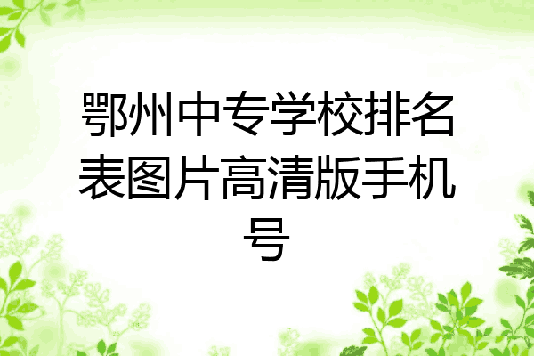 鄂州中专学校排名表图片高清版手机号