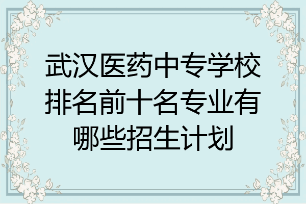 武汉医药中专学校排名前十名专业有哪些招生计划