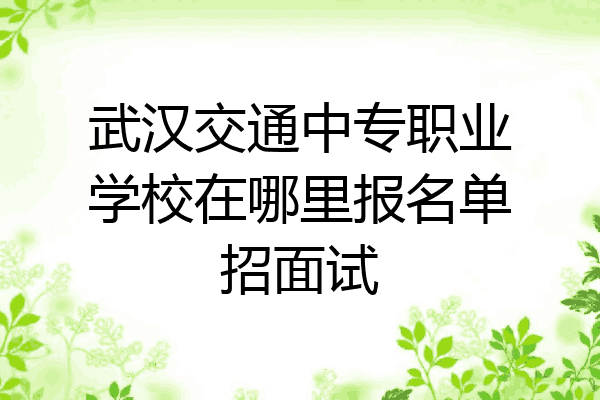 武汉交通中专职业学校在哪里报名单招面试