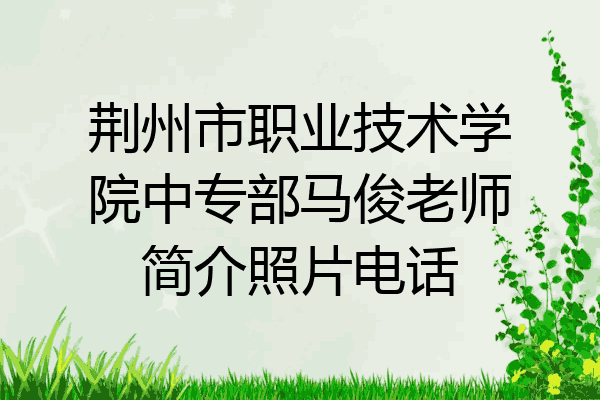 荆州市职业技术学院中专部马俊老师简介照片电话