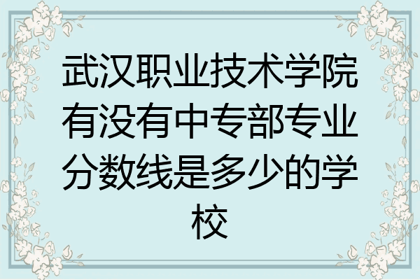武汉职业技术学院有没有中专部专业分数线是多少的学校