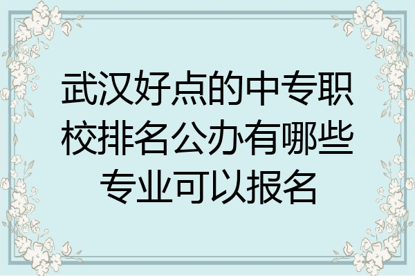 武汉好点的中专职校排名公办有哪些专业可以报名