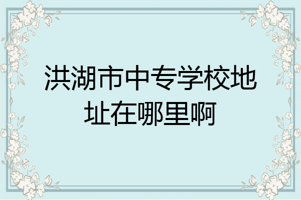 洪湖市中专学校地址在哪里啊
