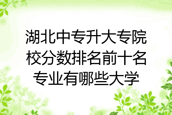 湖北中专升大专院校分数排名前十名专业有哪些大学