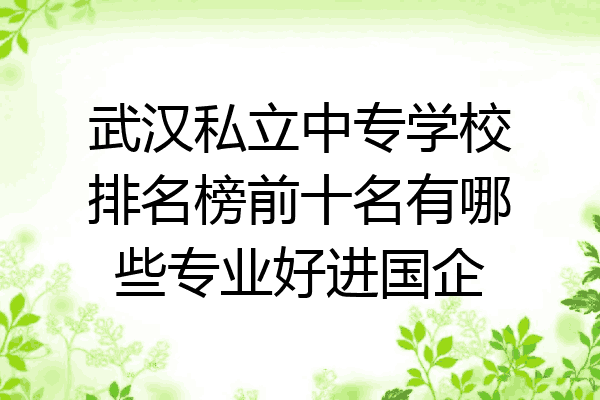 武汉私立中专学校排名榜前十名有哪些专业好进国企