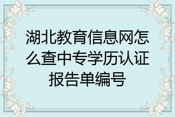 湖北教育信息网怎么查中专学历认证报告单编号