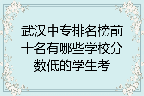 武汉中专排名榜前十名有哪些学校分数低的学生考