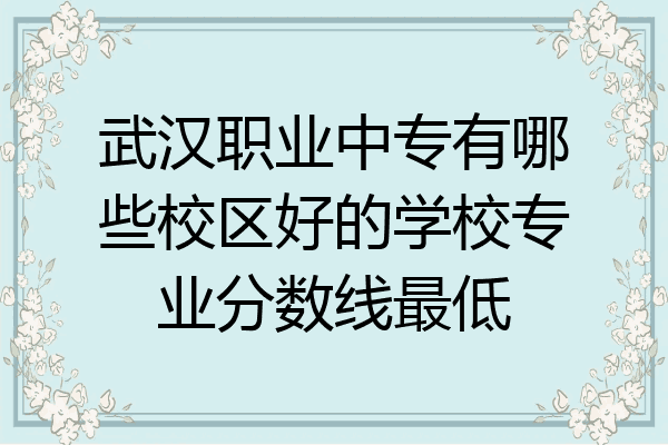 武汉职业中专有哪些校区好的学校专业分数线最低