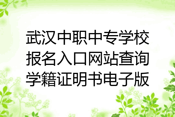 武汉中职中专学校报名入口网站查询学籍证明书电子版
