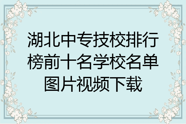湖北中专技校排行榜前十名学校名单图片视频下载