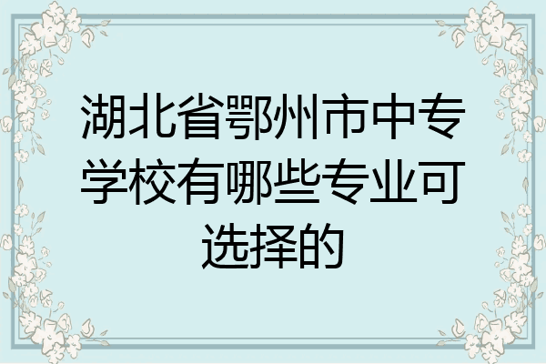 湖北省鄂州市中专学校有哪些专业可选择的