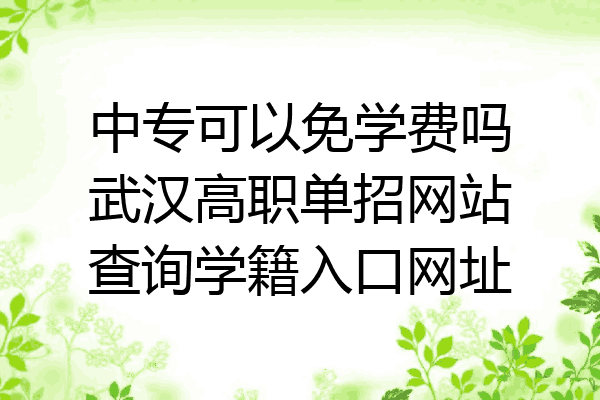 中专可以免学费吗武汉高职单招网站查询学籍入口网址