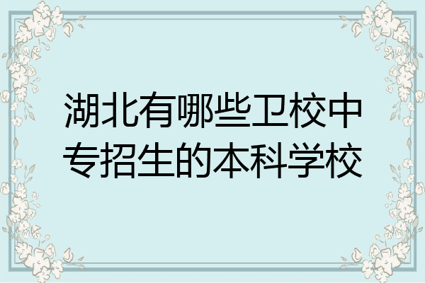 湖北有哪些卫校中专招生的本科学校