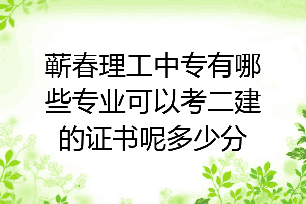 蕲春理工中专有哪些专业可以考二建的证书呢多少分