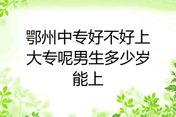 鄂州中专好不好上大专呢男生多少岁能上