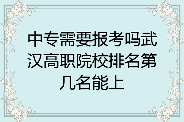中专需要报考吗武汉高职院校排名第几名能上