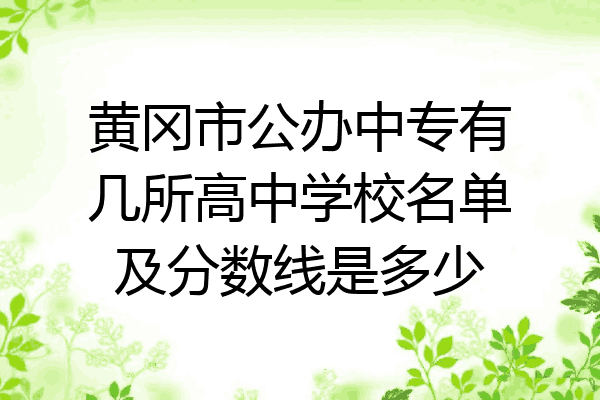 黄冈市公办中专有几所高中学校名单及分数线是多少