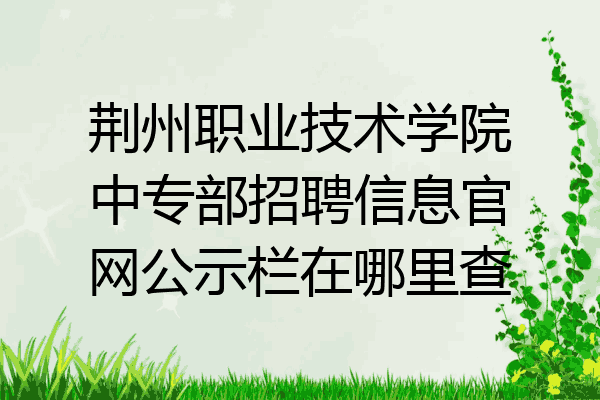 荆州职业技术学院中专部招聘信息官网公示栏在哪里查