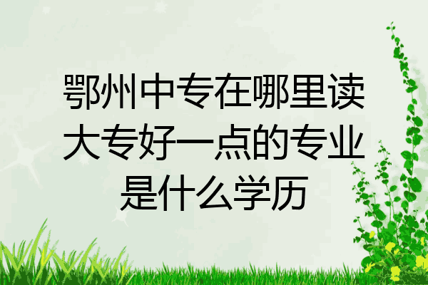 鄂州中专在哪里读大专好一点的专业是什么学历
