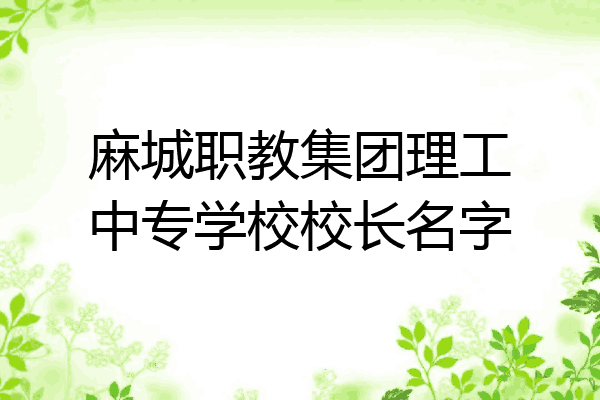 麻城职教集团理工中专学校校长名字