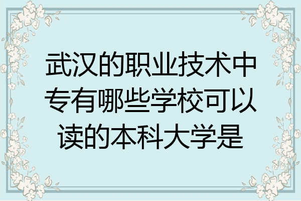 武汉的职业技术中专有哪些学校可以读的本科大学是