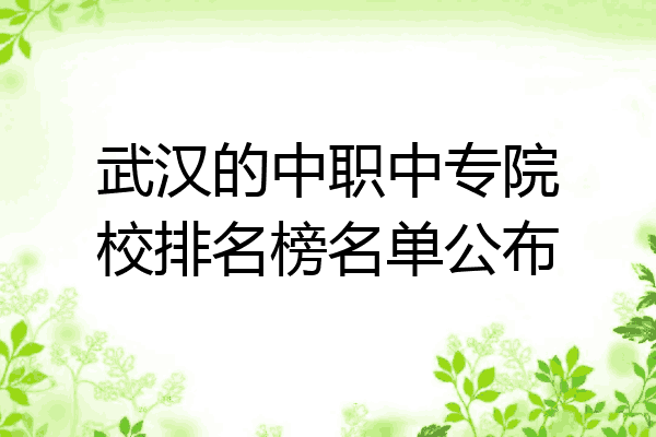 武汉的中职中专院校排名榜名单公布