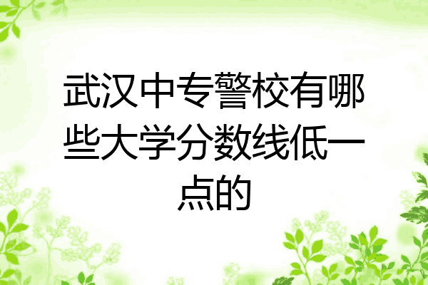 武汉中专警校有哪些大学分数线低一点的