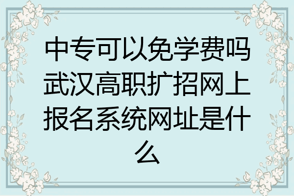 中专可以免学费吗武汉高职扩招网上报名系统网址是什么