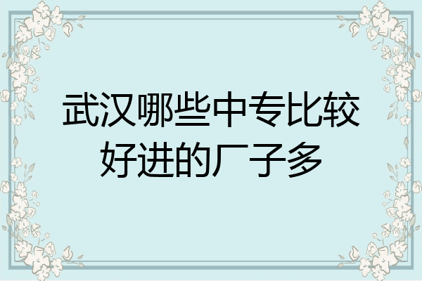 武汉哪些中专比较好进的厂子多