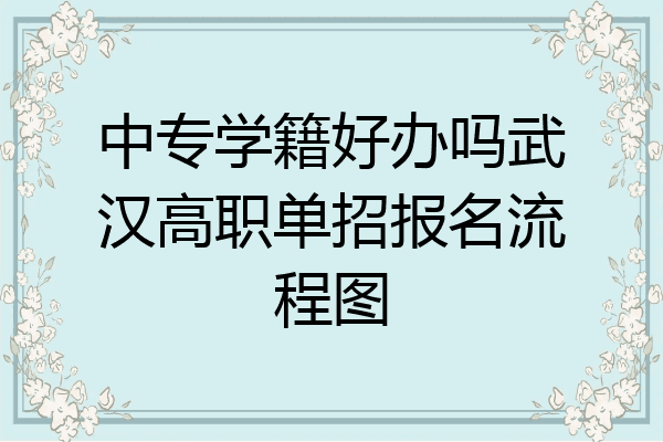 中专学籍好办吗武汉高职单招报名流程图