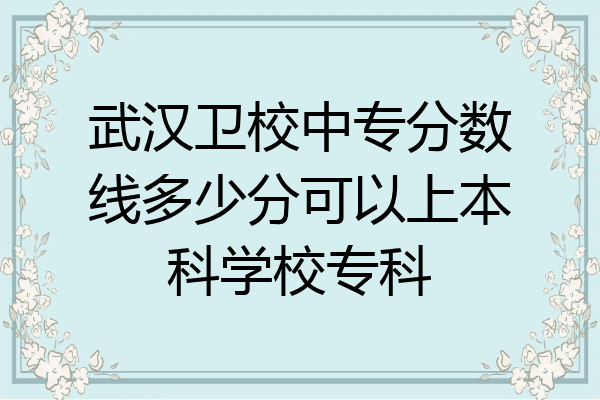 武汉卫校中专分数线多少分可以上本科学校专科