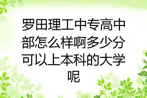 罗田理工中专高中部怎么样啊多少分可以上本科的大学呢