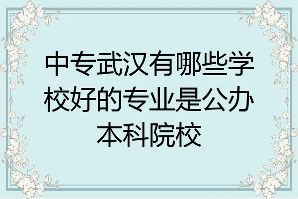 中专武汉有哪些学校好的专业是公办本科院校