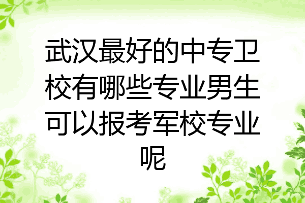 武汉最好的中专卫校有哪些专业男生可以报考军校专业呢