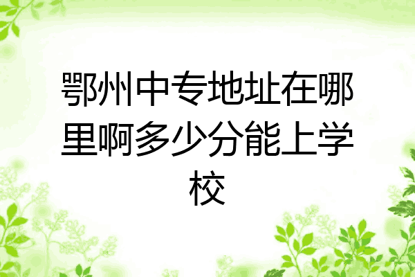 鄂州中专地址在哪里啊多少分能上学校