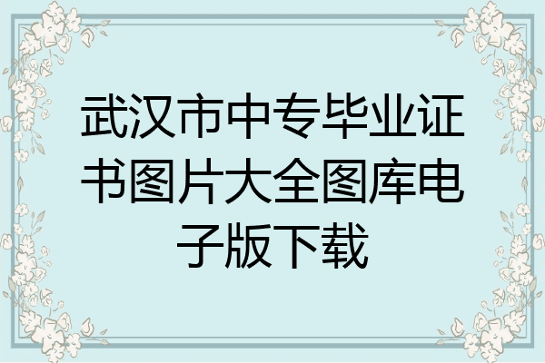 武汉市中专毕业证书图片大全图库电子版下载