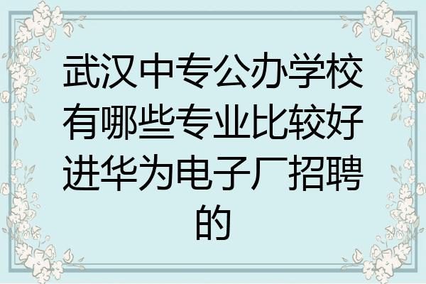 武汉中专公办学校有哪些专业比较好进华为电子厂招聘的