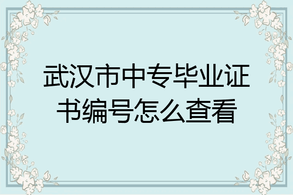 武汉市中专毕业证书编号怎么查看