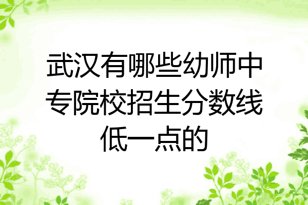 武汉有哪些幼师中专院校招生分数线低一点的