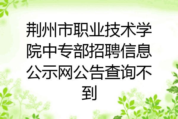 荆州市职业技术学院中专部招聘信息公示网公告查询不到