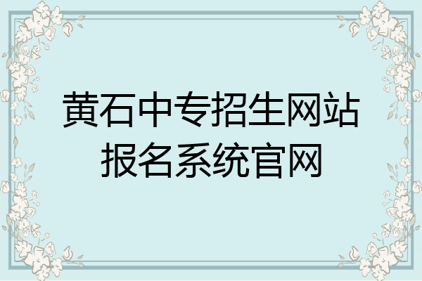 黄石中专招生网站报名系统官网